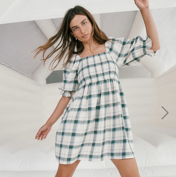 Madewell Lucie Puff Elbow Sleeve Smocked Mini Dress Size XS - Picture 14 of 14